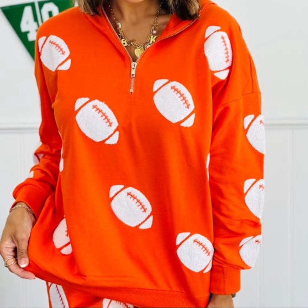 Orange football chenille hoodie